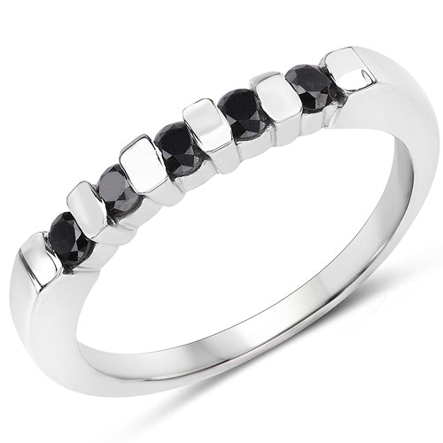 0.50 Carat Genuine Black Diamond .925 Sterling Silver Ring on sale at MyriadMart