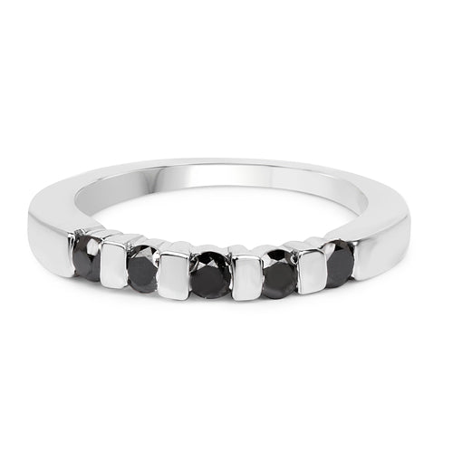 0.50 Carat Genuine Black Diamond .925 Sterling Silver Ring on sale at MyriadMart