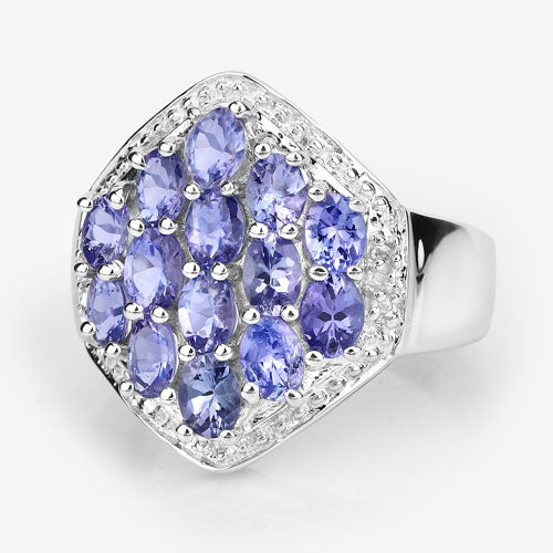 2.41 Carat Genuine Tanzanite and White Topaz .925 Sterling Silver Ring on sale at MyriadMart