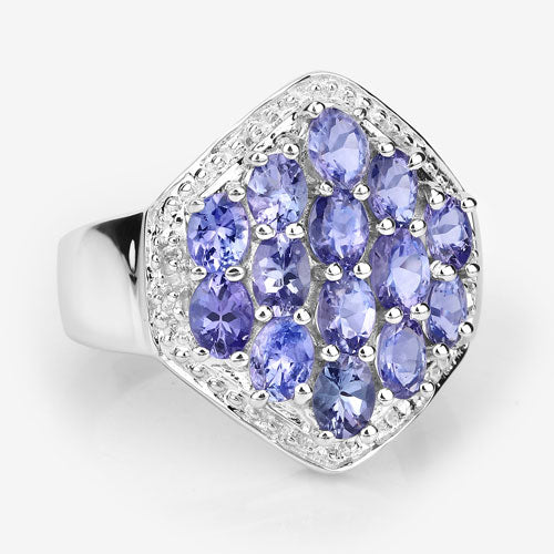 2.41 Carat Genuine Tanzanite and White Topaz .925 Sterling Silver Ring on sale at MyriadMart