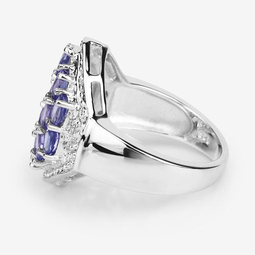 2.41 Carat Genuine Tanzanite and White Topaz .925 Sterling Silver Ring on sale at MyriadMart