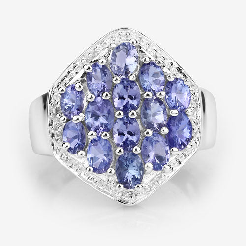 2.41 Carat Genuine Tanzanite and White Topaz .925 Sterling Silver Ring on sale at MyriadMart