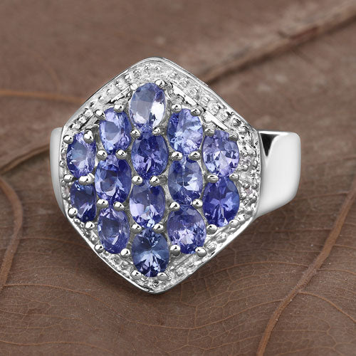 2.41 Carat Genuine Tanzanite and White Topaz .925 Sterling Silver Ring on sale at MyriadMart