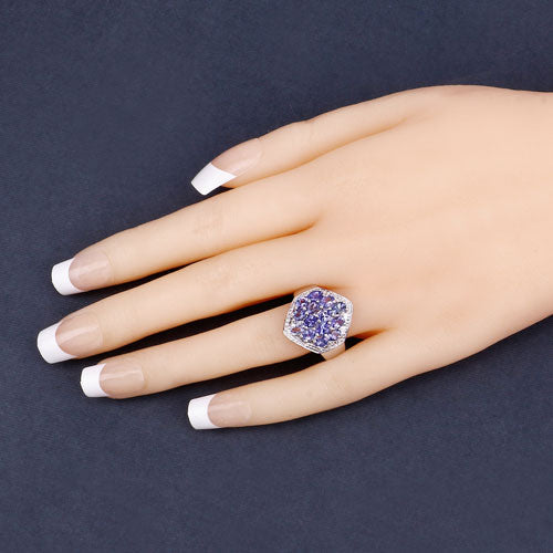 2.41 Carat Genuine Tanzanite and White Topaz .925 Sterling Silver Ring on sale at MyriadMart