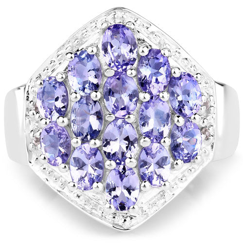 2.41 Carat Genuine Tanzanite and White Topaz .925 Sterling Silver Ring on sale at MyriadMart