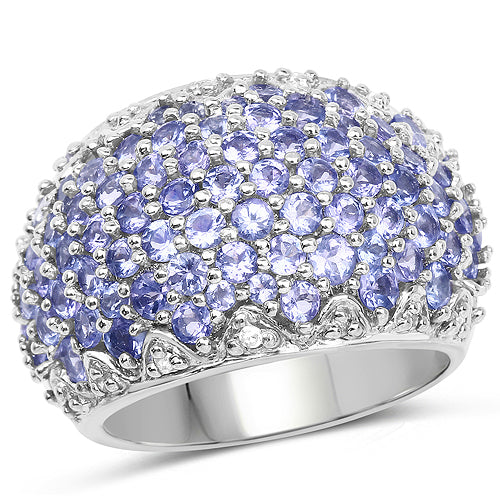 3.01 Carat Genuine Tanzanite and White Diamond .925 Sterling Silver Ring on sale at MyriadMart