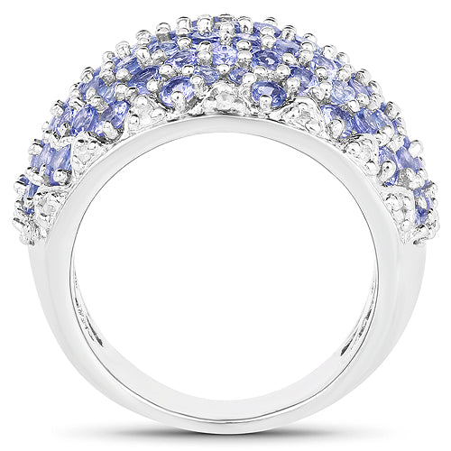 3.01 Carat Genuine Tanzanite and White Diamond .925 Sterling Silver Ring on sale at MyriadMart