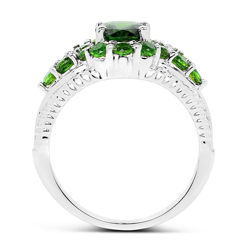 2.28 Carat Genuine Chrome Diopside .925 Sterling Silver Ring on sale at MyriadMart
