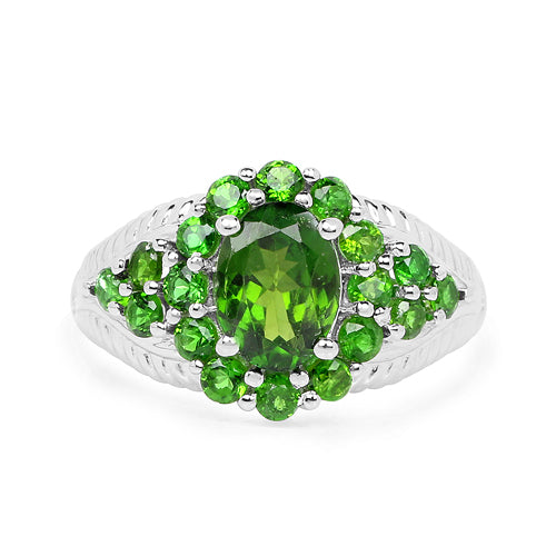 2.28 Carat Genuine Chrome Diopside .925 Sterling Silver Ring on sale at MyriadMart