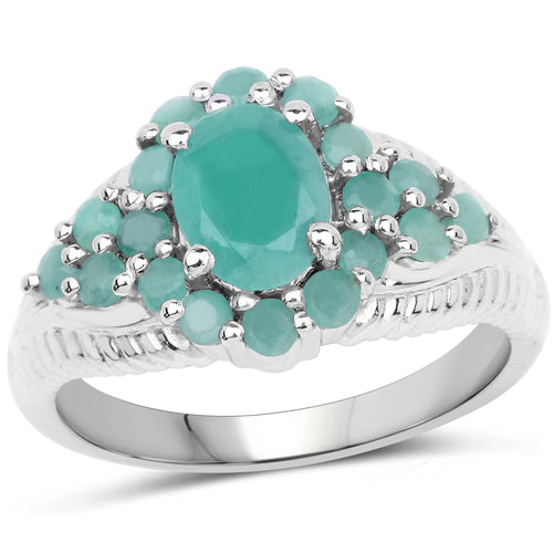 2.13 Carat Genuine Emerald .925 Sterling Silver Ring on sale at MyriadMart