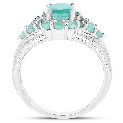 2.13 Carat Genuine Emerald .925 Sterling Silver Ring on sale at MyriadMart