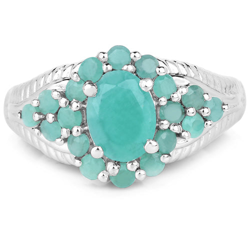 2.13 Carat Genuine Emerald .925 Sterling Silver Ring on sale at MyriadMart