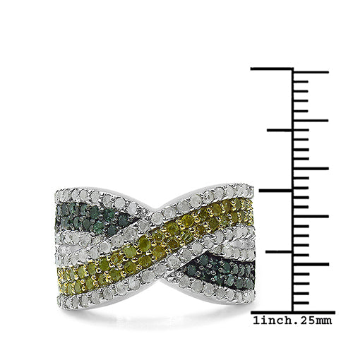1.44 Carat Genuine Multi Diamond .925 Sterling Silver Ring on sale at MyriadMart