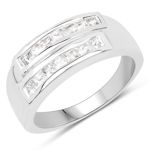 0.70 Carat Genuine White Sapphire .925 Sterling Silver Ring on sale at MyriadMart