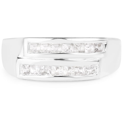 0.70 Carat Genuine White Sapphire .925 Sterling Silver Ring on sale at MyriadMart
