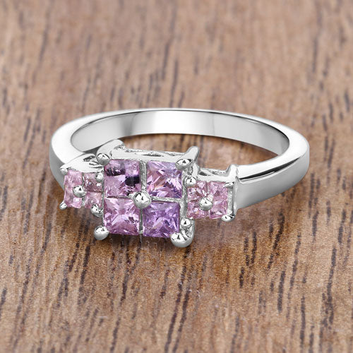 0.96 Carat Genuine Pink Sapphire .925 Sterling Silver Ring on sale at MyriadMart