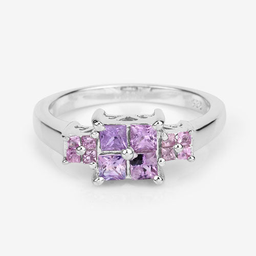 0.96 Carat Genuine Pink Sapphire .925 Sterling Silver Ring on sale at MyriadMart