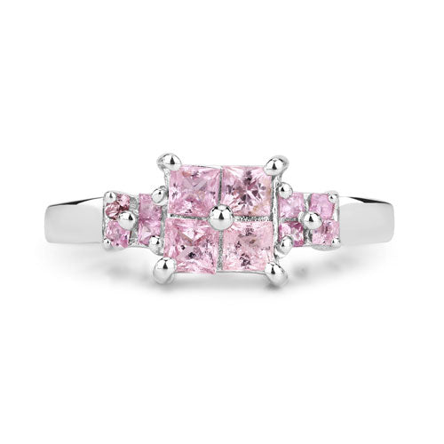 0.96 Carat Genuine Pink Sapphire .925 Sterling Silver Ring on sale at MyriadMart