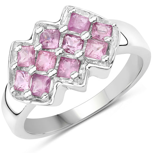1.20 Carat Genuine Pink Sapphire .925 Sterling Silver Ring on sale at MyriadMart