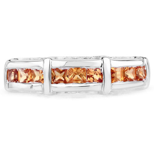 1.08 Carat Genuine Orange Sapphire .925 Sterling Silver Ring on sale at MyriadMart