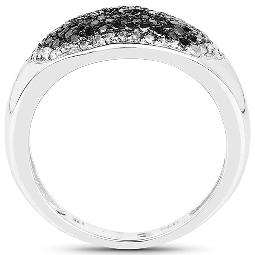 0.46 Carat Genuine Black Diamond and White Diamond .925 Sterling Silver Ring on sale at MyriadMart