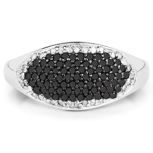 0.46 Carat Genuine Black Diamond and White Diamond .925 Sterling Silver Ring on sale at MyriadMart