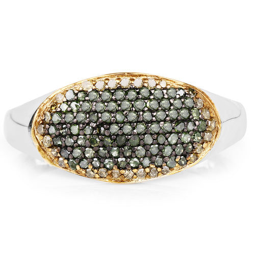 0.45 Carat Genuine Green Diamond and Yellow Diamond .925 Sterling Silver Ring on sale at MyriadMart