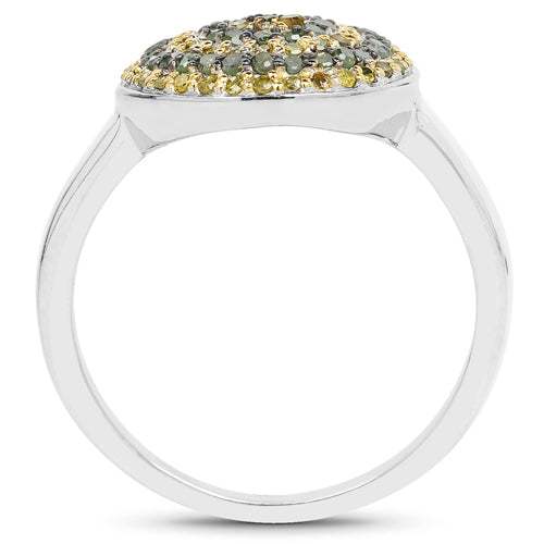 0.39 Carat Genuine Green Diamond and Yellow Diamond .925 Sterling Silver Ring on sale at MyriadMart