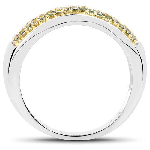 0.43 Carat Genuine Green Diamond and Yellow Diamond .925 Sterling Silver Ring on sale at MyriadMart