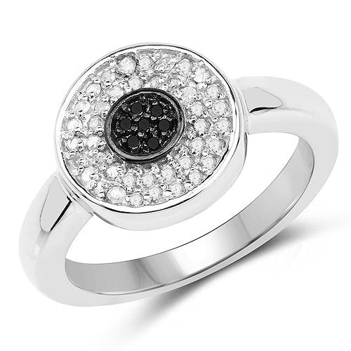 0.20 Carat Genuine Black Diamond and White Diamond .925 Sterling Silver Ring on sale at MyriadMart