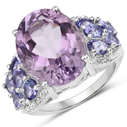 6.62 Carat Genuine Amethyst, Tanzanite and White Topaz .925 Sterling Silver Ring on sale at MyriadMart