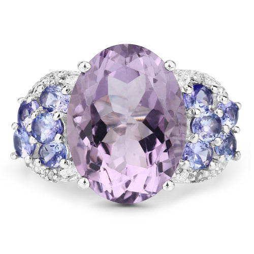 6.62 Carat Genuine Amethyst, Tanzanite and White Topaz .925 Sterling Silver Ring on sale at MyriadMart