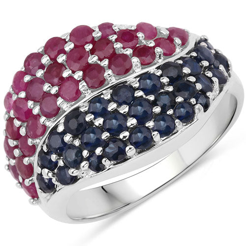 2.18 Carat Genuine Multi Stones .925 Sterling Silver Ring on sale at MyriadMart