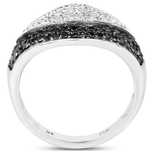 0.51 Carat Genuine Black Diamond & White Diamond .925 Sterling Silver Ring on sale at MyriadMart