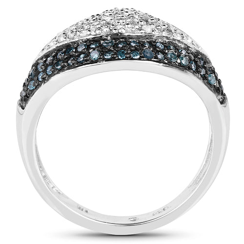 0.50 Carat Genuine Blue Diamond and White Diamond .925 Sterling Silver Ring on sale at MyriadMart