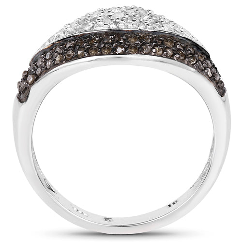 0.50 Carat Genuine Champagne Diamond and White Diamond .925 Sterling Silver Ring on sale at MyriadMart