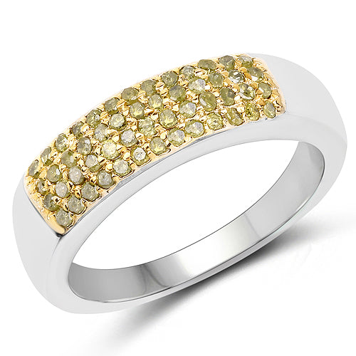 0.22 Carat Genuine Yellow Diamond .925 Sterling Silver Ring on sale at MyriadMart