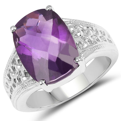 6.50 Carat Genuine Amethyst .925 Sterling Silver Ring on sale at MyriadMart