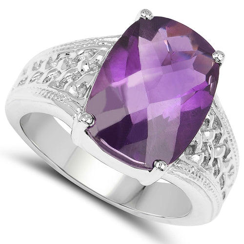 6.50 Carat Genuine Amethyst .925 Sterling Silver Ring on sale at MyriadMart