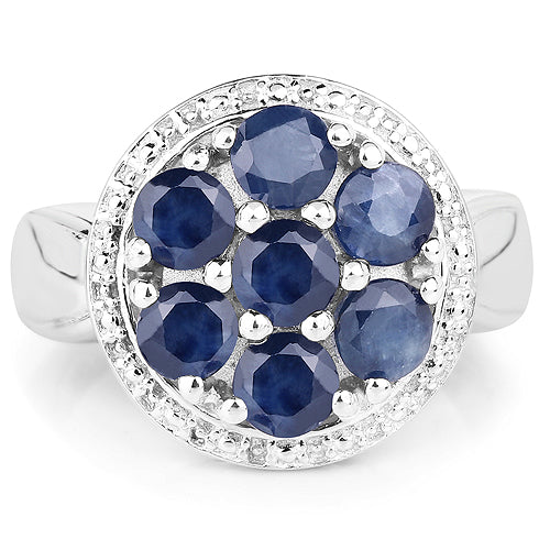 2.10 Carat Genuine Blue Sapphire .925 Sterling Silver Ring on sale at MyriadMart