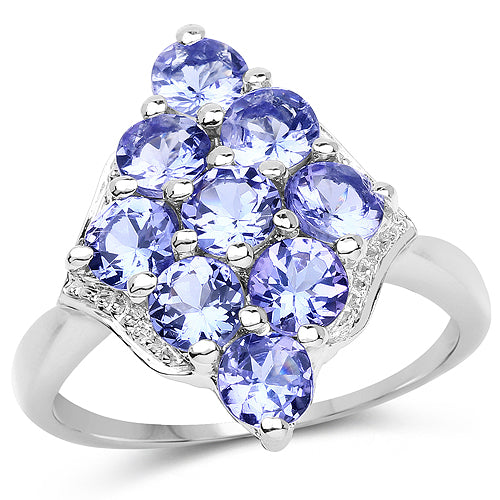 2.07 Carat Genuine Tanzanite .925 Sterling Silver Ring on sale at MyriadMart