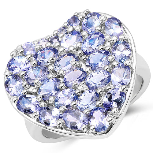 3.96 Carat Genuine Tanzanite .925 Sterling Silver Ring on sale at MyriadMart