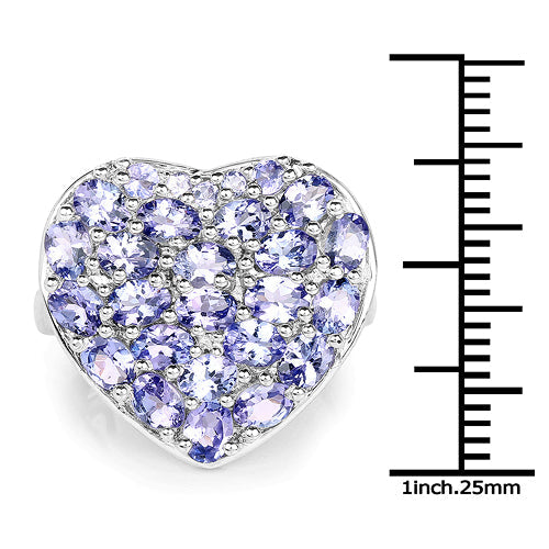 3.96 Carat Genuine Tanzanite .925 Sterling Silver Ring on sale at MyriadMart