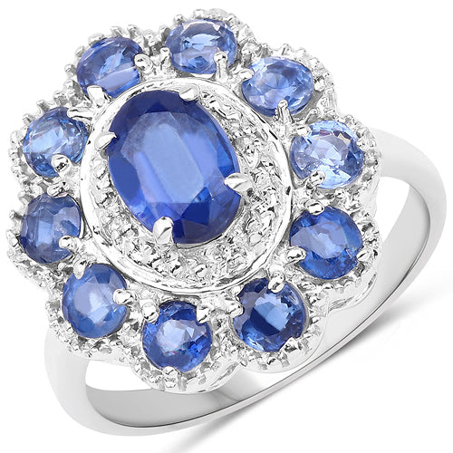 2.47 Carat Genuine Kyanite & White Topaz .925 Sterling Silver Ring on sale at MyriadMart