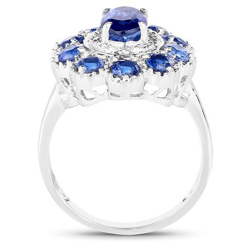 2.47 Carat Genuine Kyanite & White Topaz .925 Sterling Silver Ring on sale at MyriadMart
