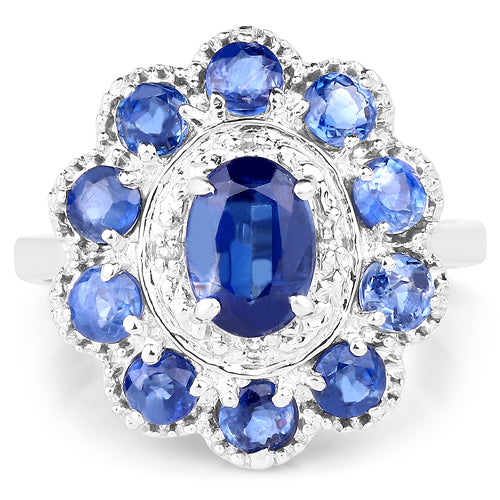 2.47 Carat Genuine Kyanite & White Topaz .925 Sterling Silver Ring on sale at MyriadMart