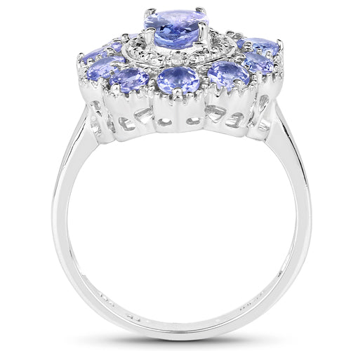 1.77 Carat Genuine Tanzanite and White Topaz .925 Sterling Silver Ring on sale at MyriadMart