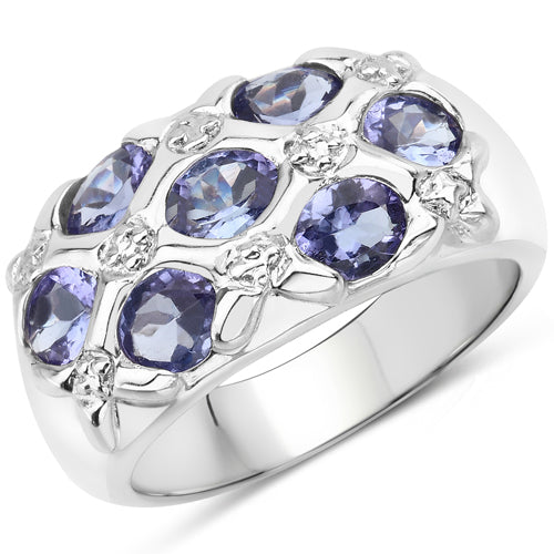 2.31 Carat Genuine Tanzanite .925 Sterling Silver Ring on sale at MyriadMart
