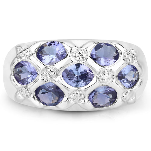 2.31 Carat Genuine Tanzanite .925 Sterling Silver Ring on sale at MyriadMart