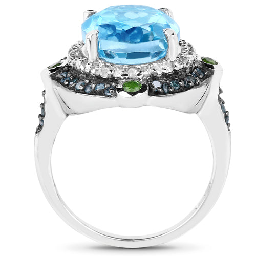 5.84 Carat Genuine Multi Stones .925 Sterling Silver Ring on sale at MyriadMart